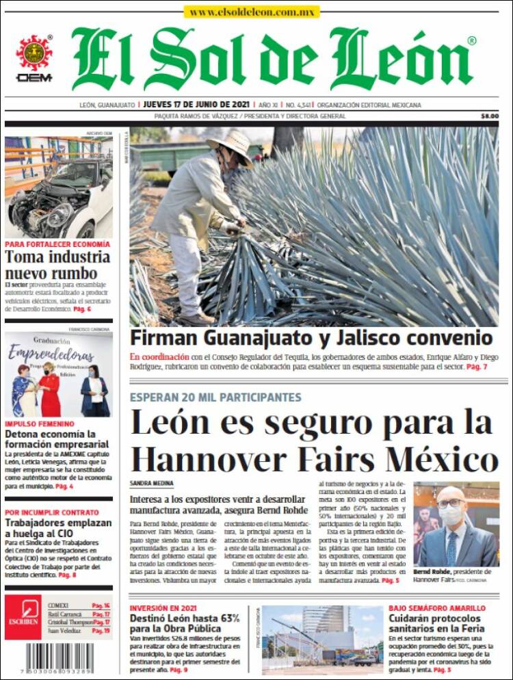 Portada de El Sol de León (M&eacute;xico)