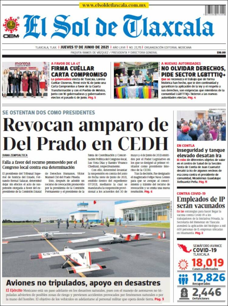 Portada de El Sol de Tlaxcala (M&eacute;xico)