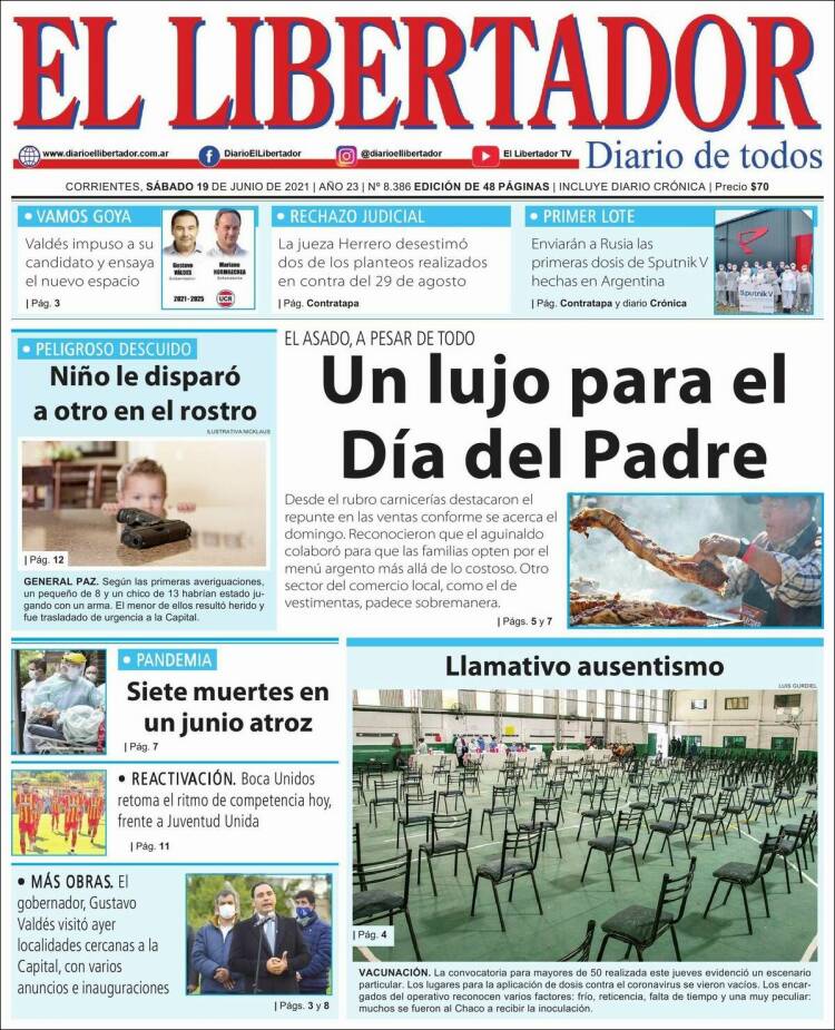 Portada de Diario El Libertador (Argentina)