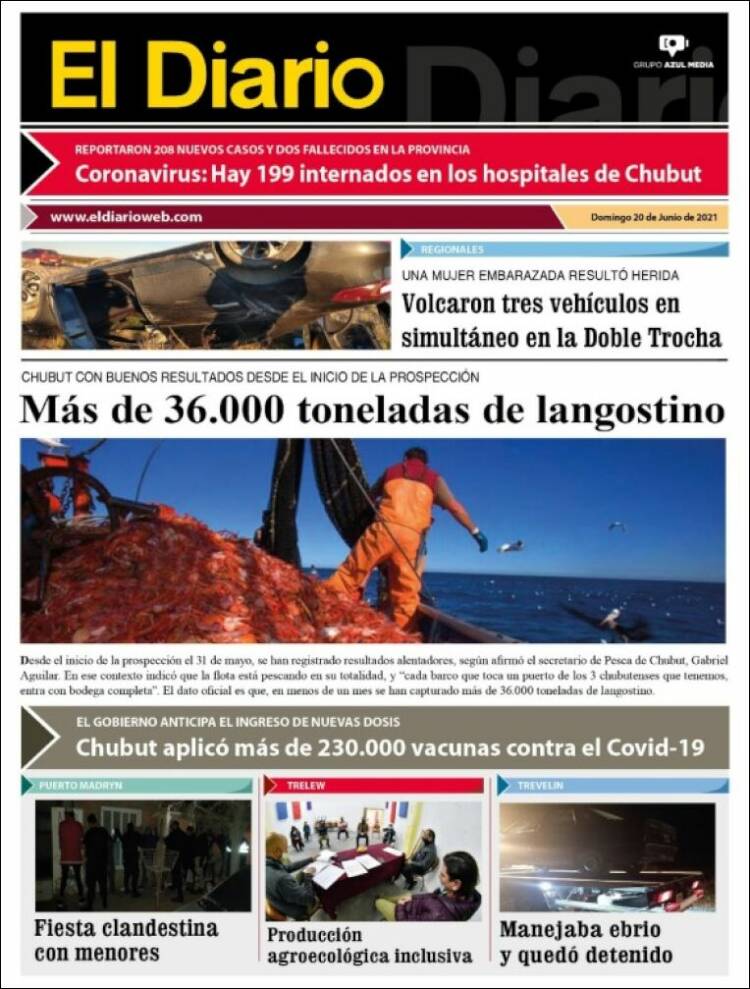 Portada de El Diario de Madryn (Argentina)