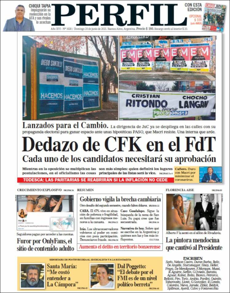 Portada de Diario Perfil (Argentina)