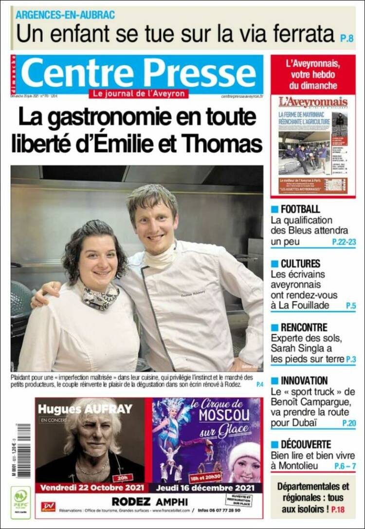 Portada de Centre Presse (Francia)