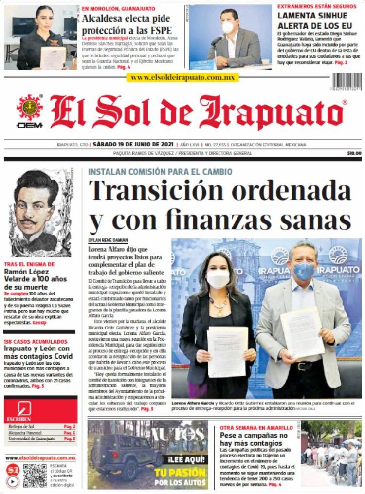 Portada de El Sol de Irapuato (México)