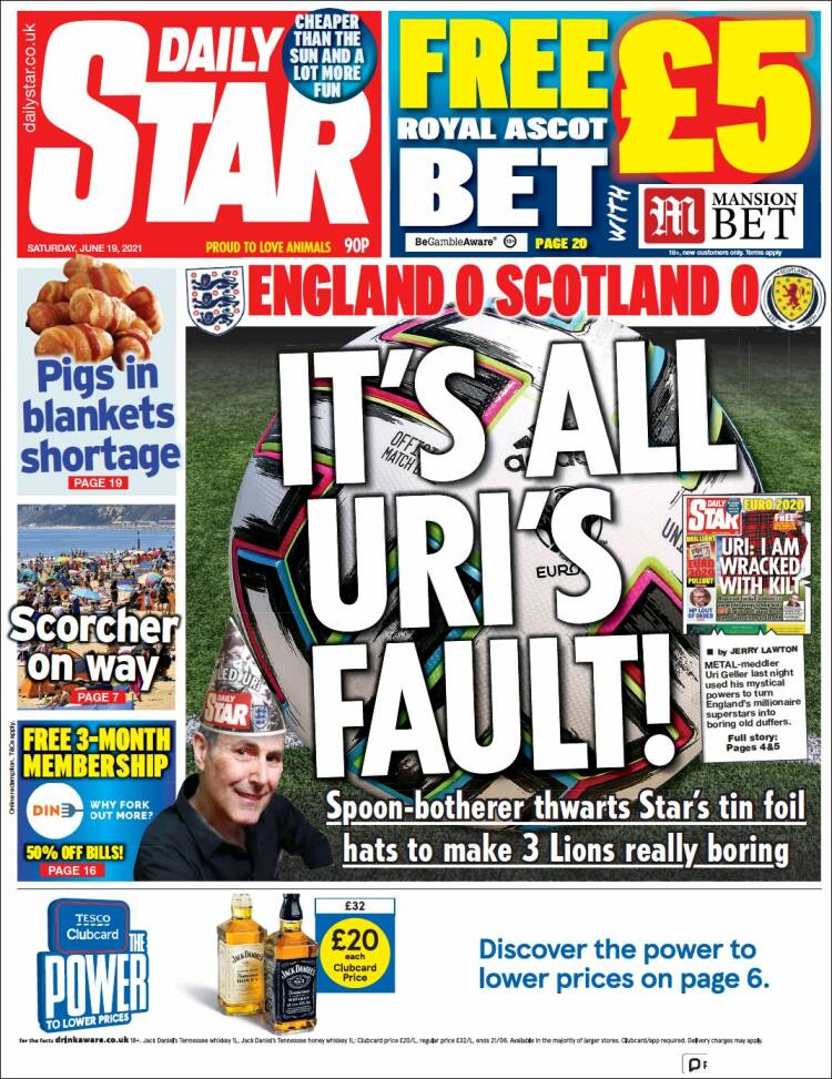 Portada de Daily Star (Reino Unido)