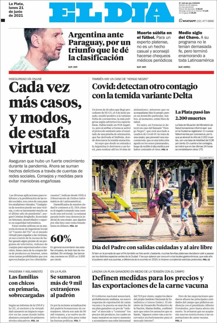 Portada de El Día de la Plata (Argentina)