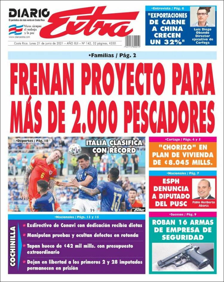 Portada de Diario Extra (Costa Rica)