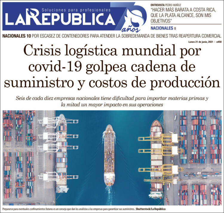 Portada de La República (Costa Rica)