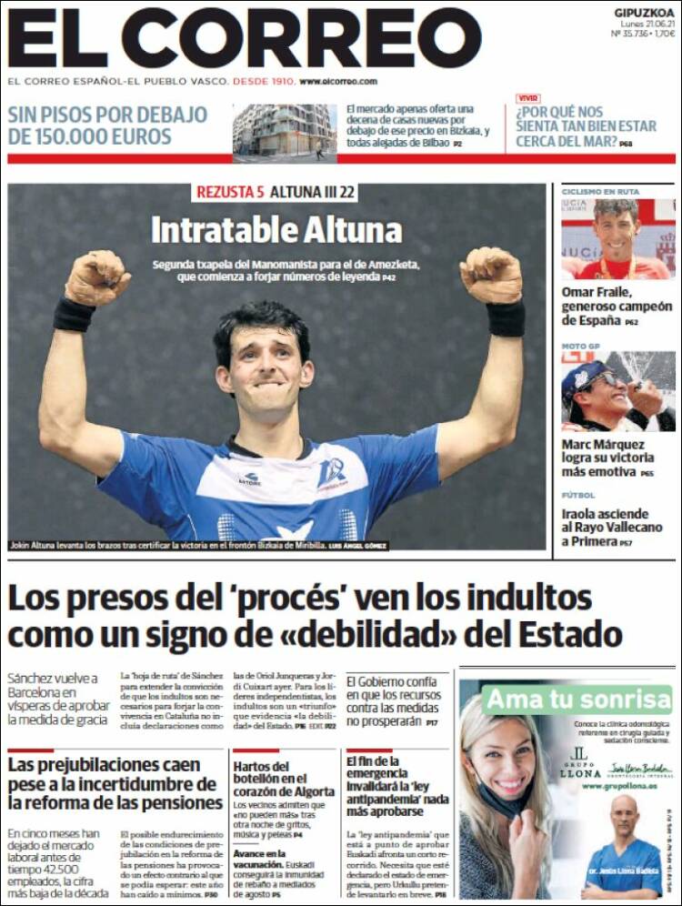 Portada de El Correo - Guipuzcoa (Espa&ntilde;a)
