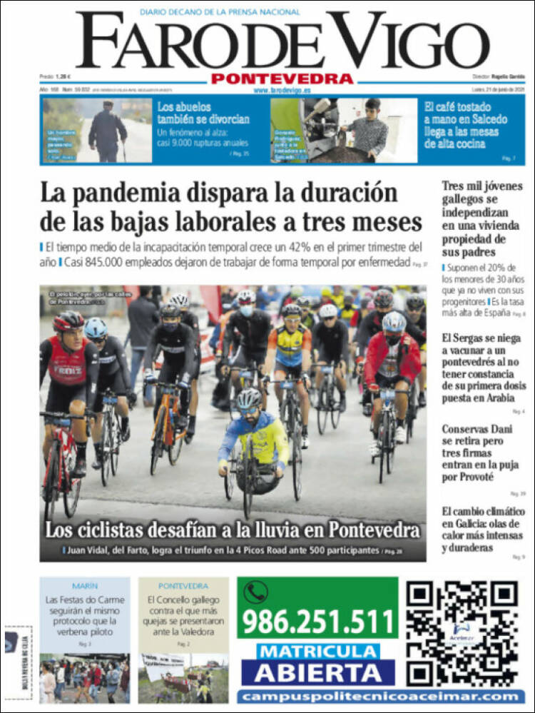 Portada de El Faro de Vigo - Pontevedra (Espa&ntilde;a)