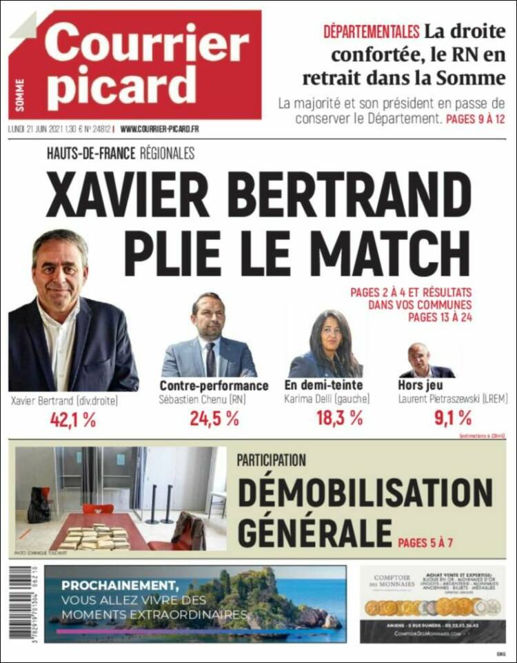 Portada de Courrier Picard (Francia)