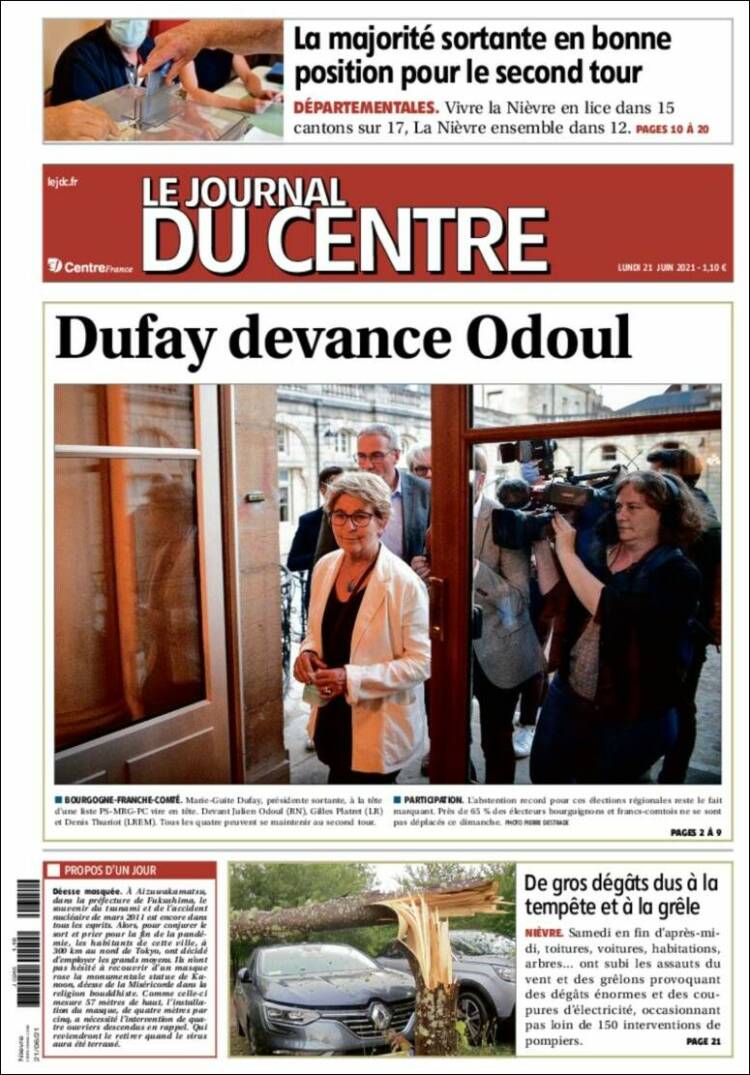 Portada de Le Journal du Centre (Francia)