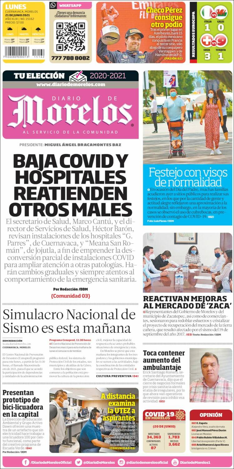 Portada de Diario de Morelos (M&eacute;xico)