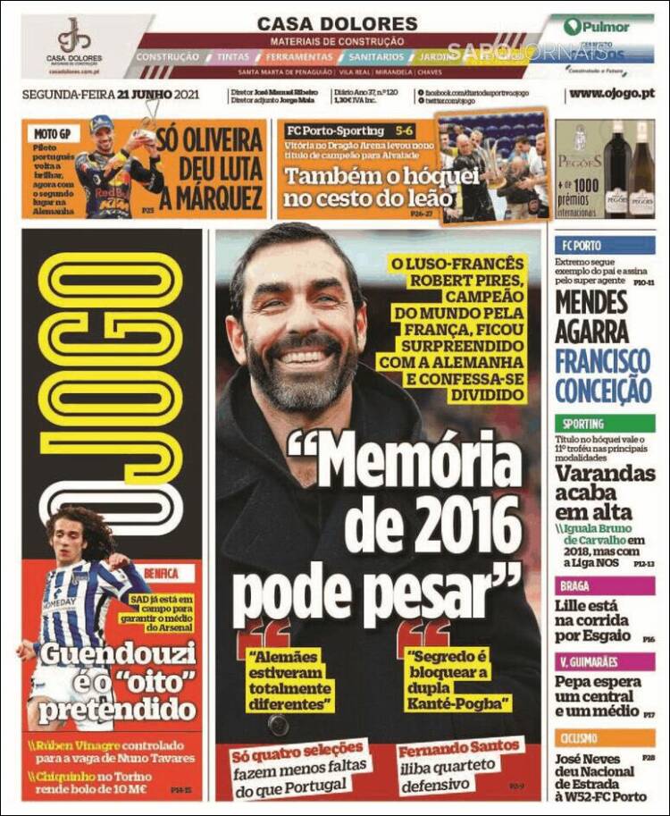 Portada de O Jogo (Portugal)