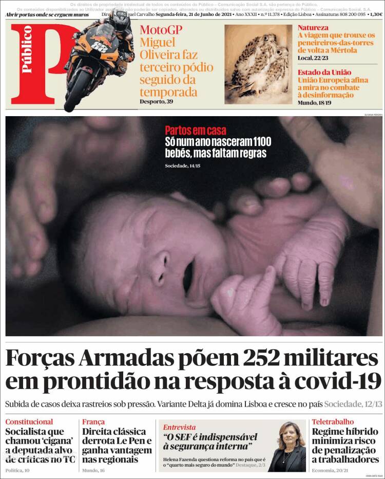 Portada de Público (Portugal)