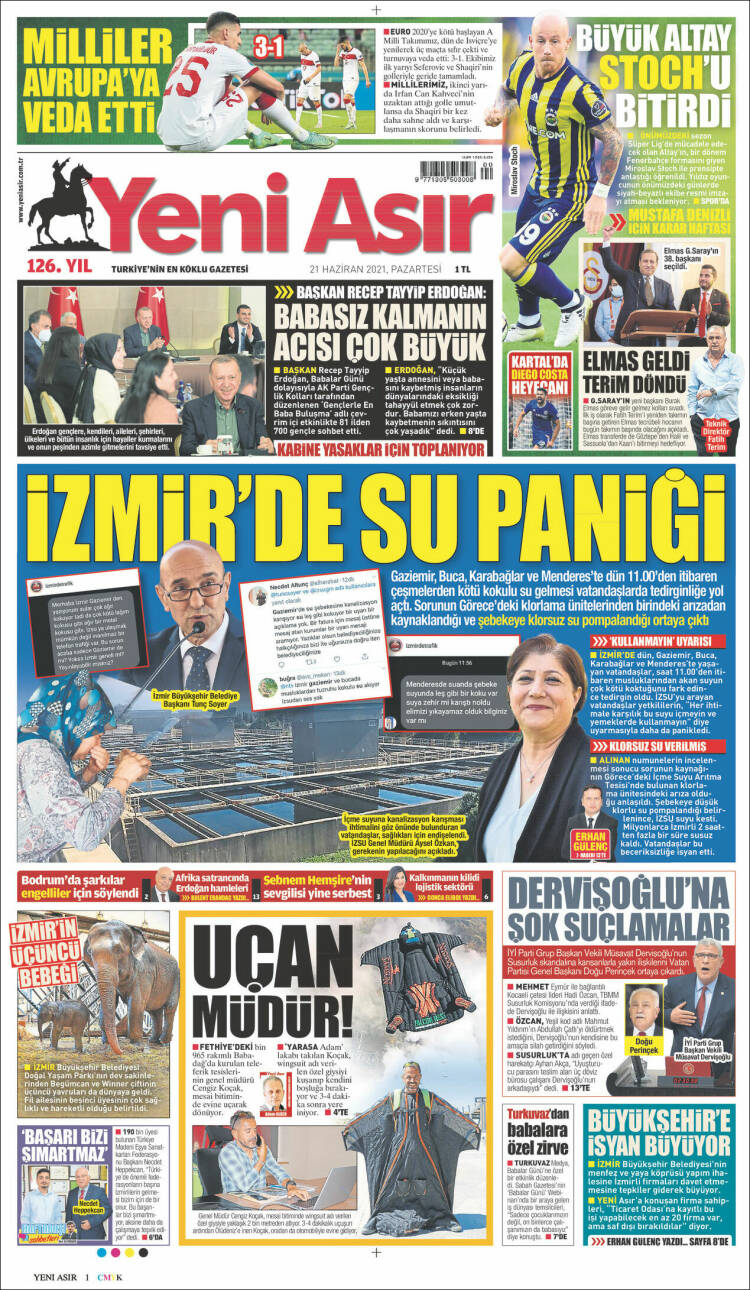 Portada de Yeni Asır (Turqu&iacute;a)