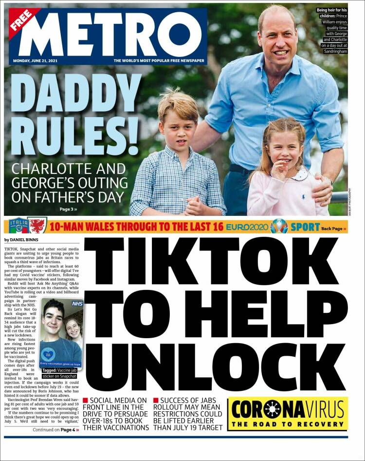 Portada de Metro (Reino Unido)