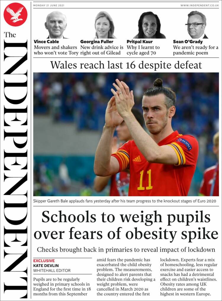 Portada de The Independent (Reino Unido)