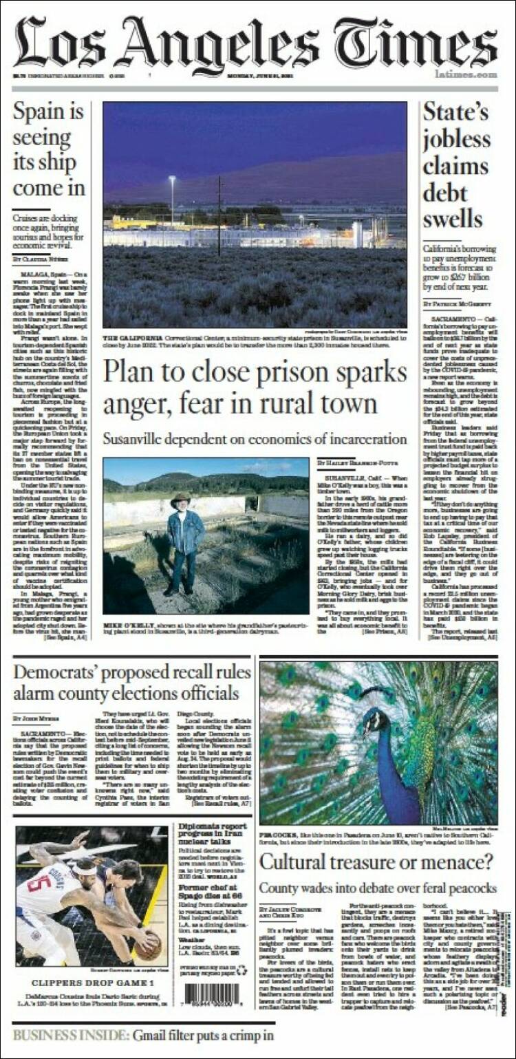 Portada de Los Angeles Times (USA)