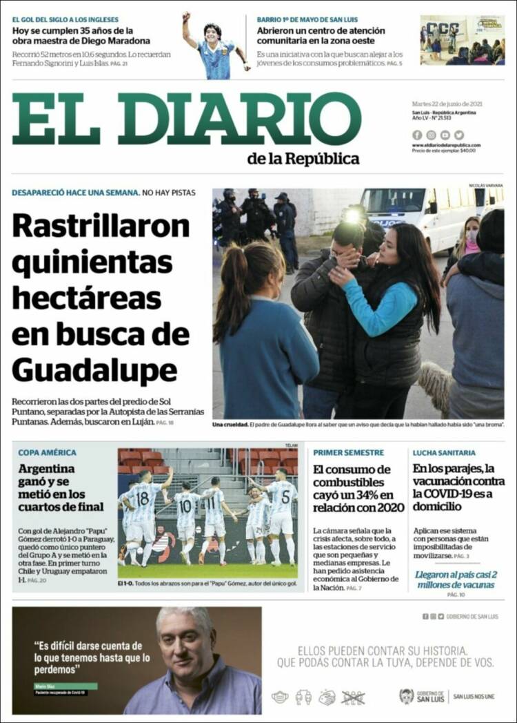 Portada de Diario de la República (Argentina)