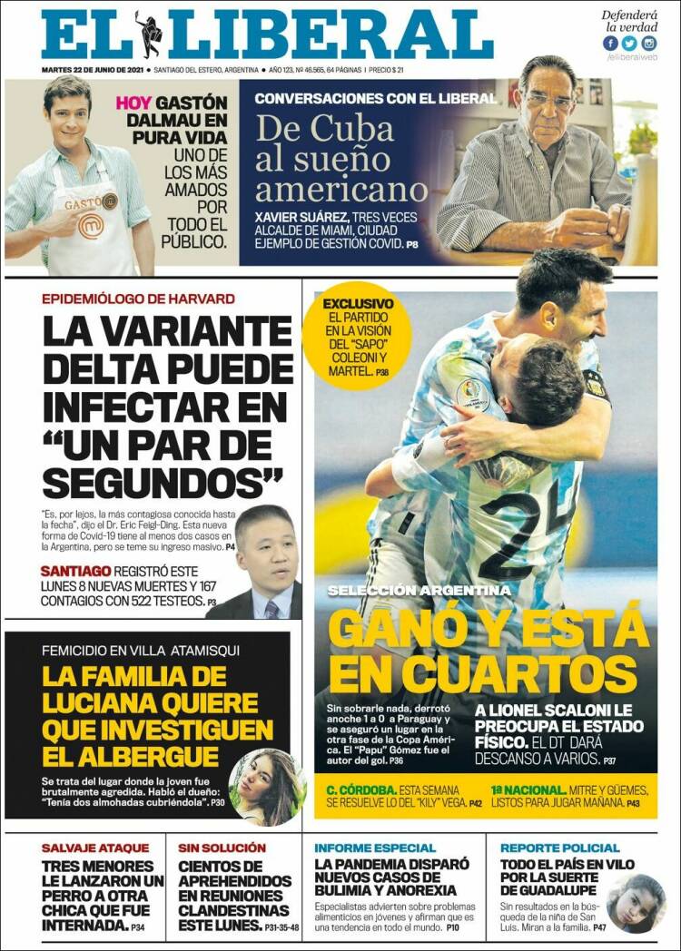 Portada de Diario El Liberal (Argentina)
