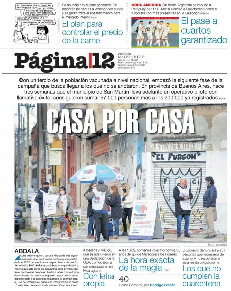Portada de Página/12 (Argentina)