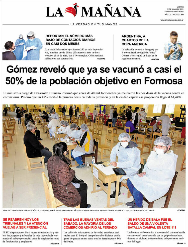 Portada de Diario La Mañana (Argentina)