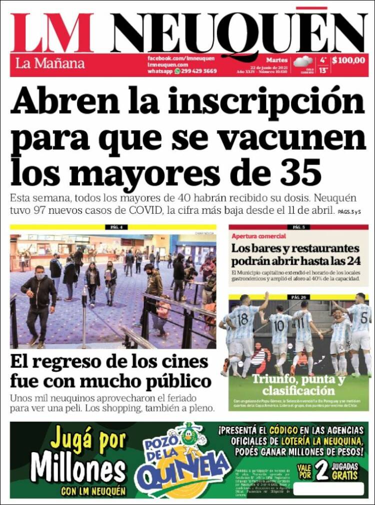 Portada de La Mañanade Neuquén (Argentina)