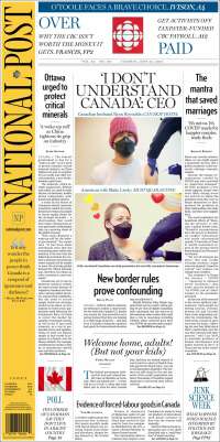 Portada de The National Post (Canadá)