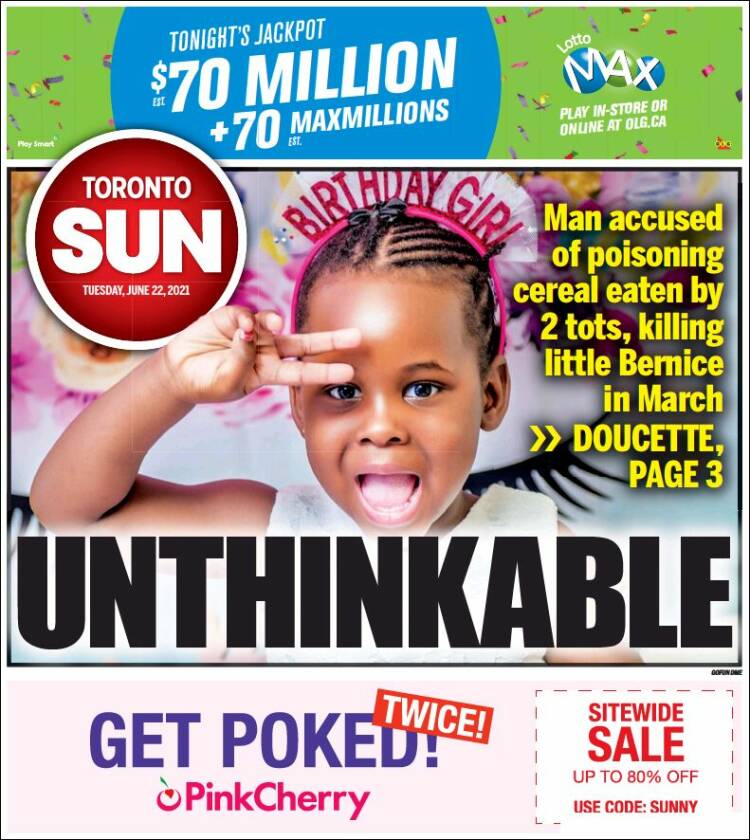 Portada de The Toronto Sun (Canadá)