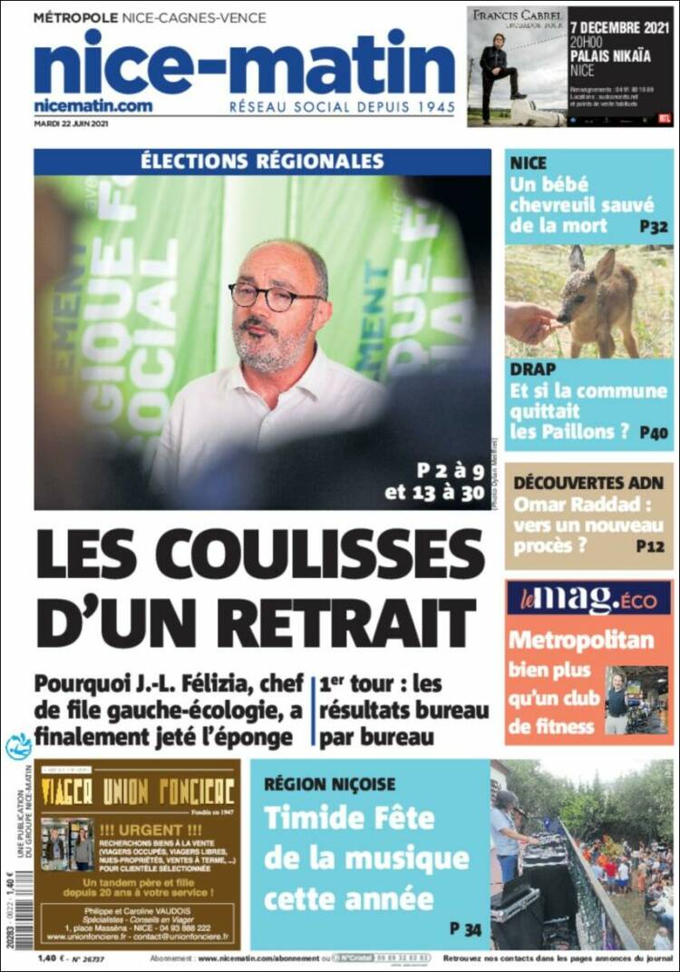Portada de Nice-Matin (Francia)