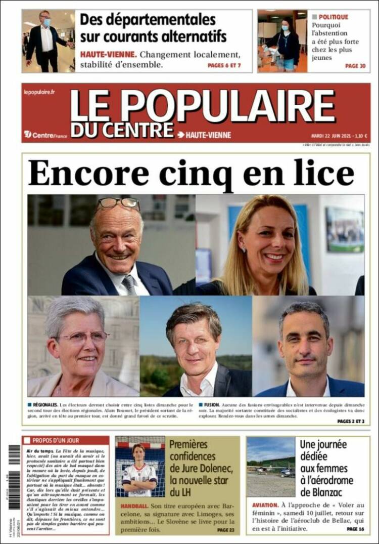 Portada de Le Populaire du Centre (Francia)