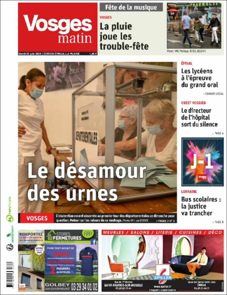 Portada de Vosges Matin (Francia)