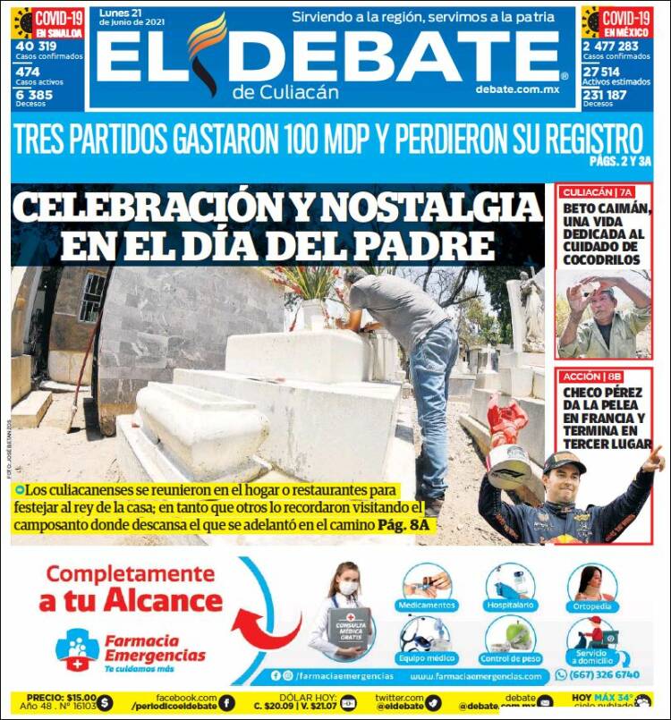 Portada de El Debate de Culiacán (M&eacute;xico)