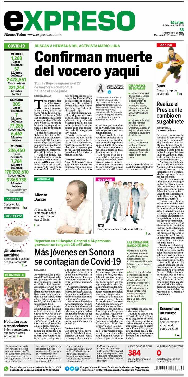 Portada de Expreso (M&eacute;xico)