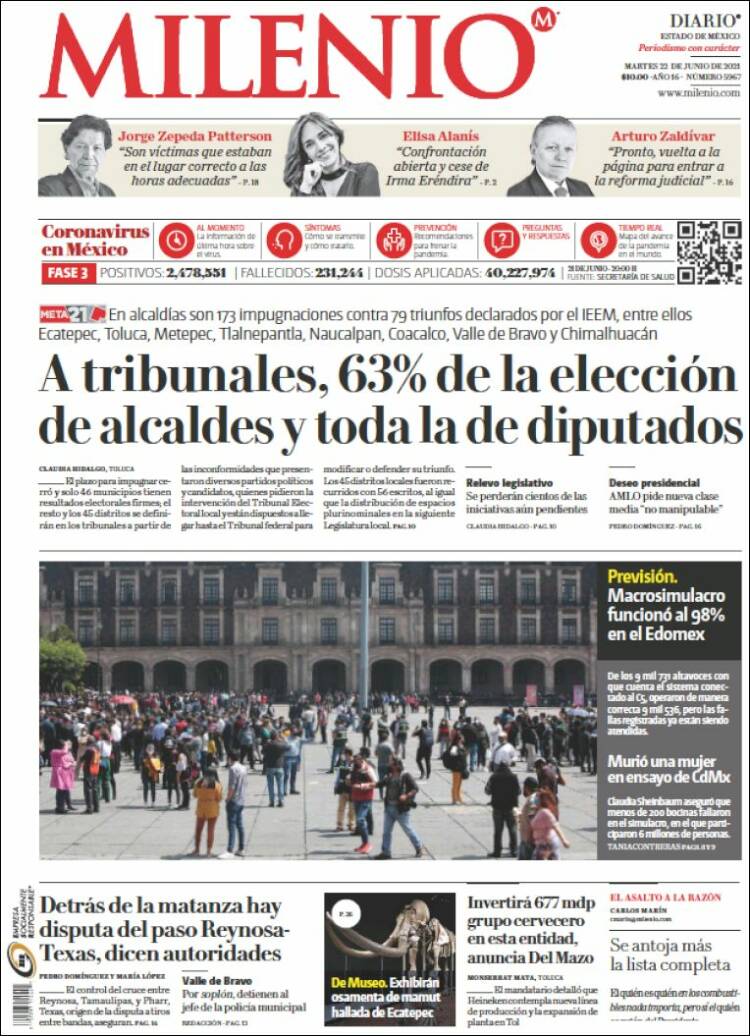 Portada de Milenio - Estado de México (M&eacute;xico)