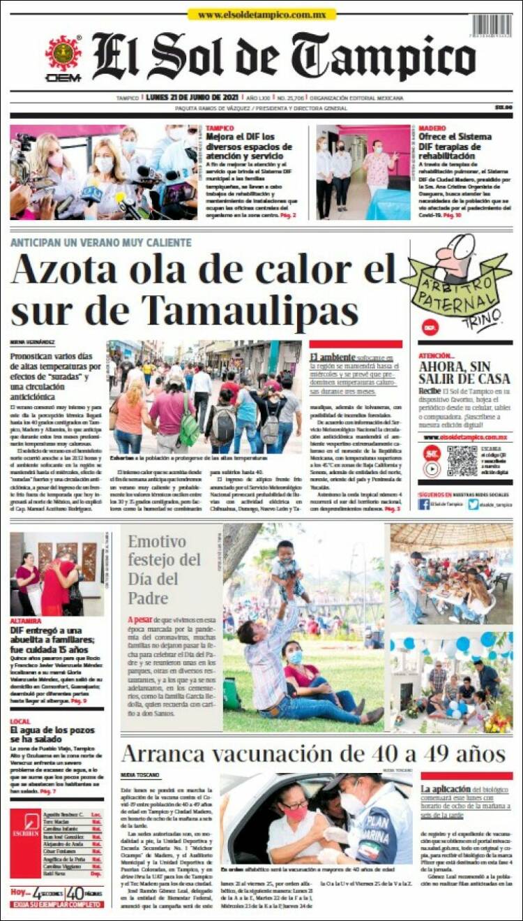 Portada de El Sol de Tampico (M&eacute;xico)