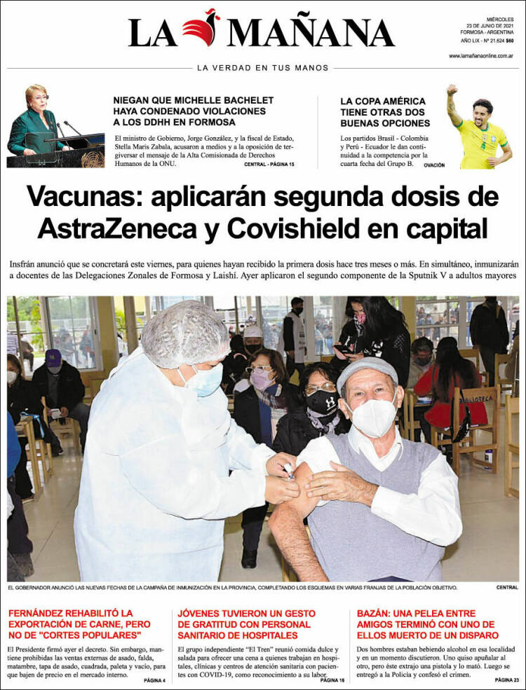 Portada de Diario La Mañana (Argentina)