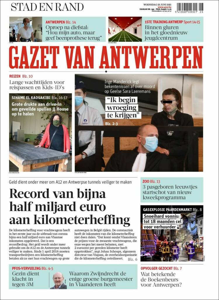 Portada de Gazet van Antwerpen (B&eacute;lgica)