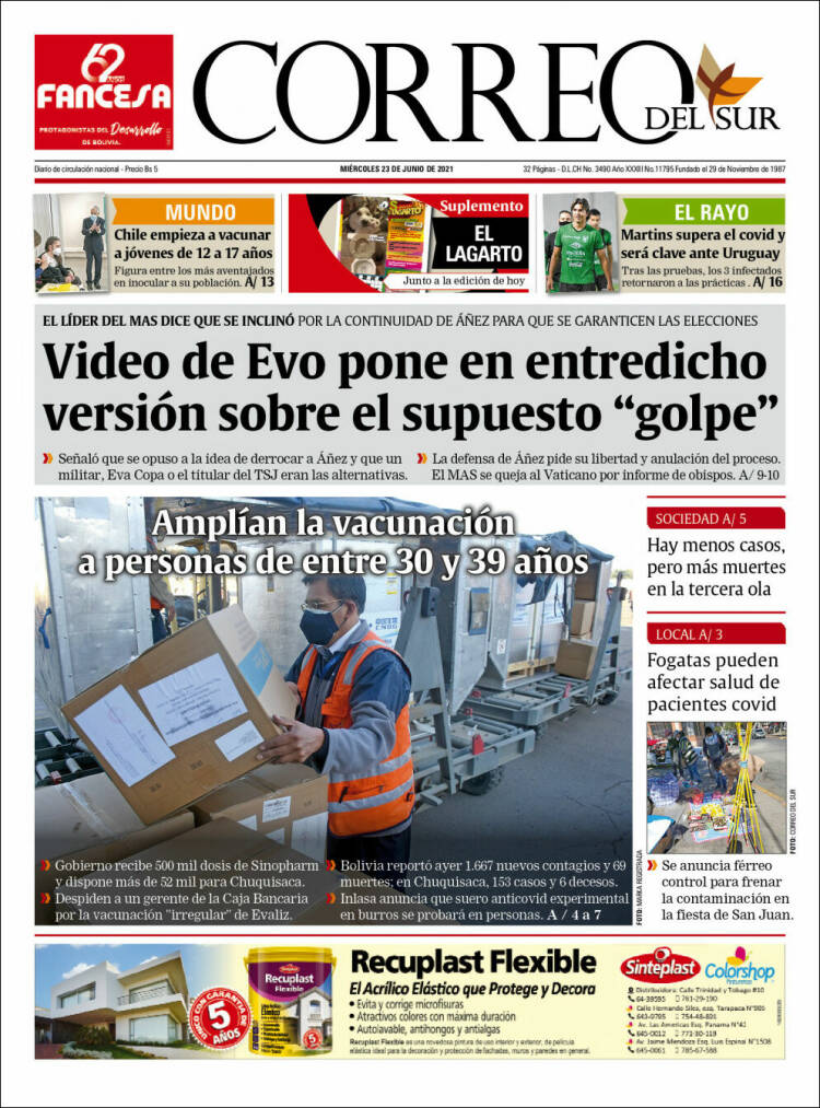 Portada de Correo Sur (Bolivia)