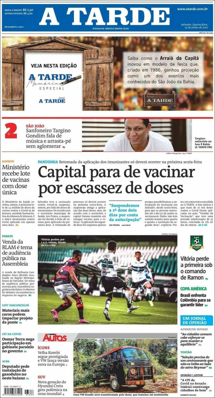 Portada de Diário A Tarde (Brasil)