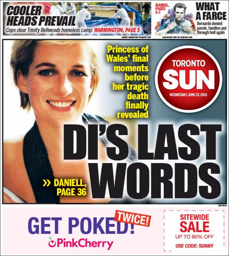 Portada de The Toronto Sun (Canadá)