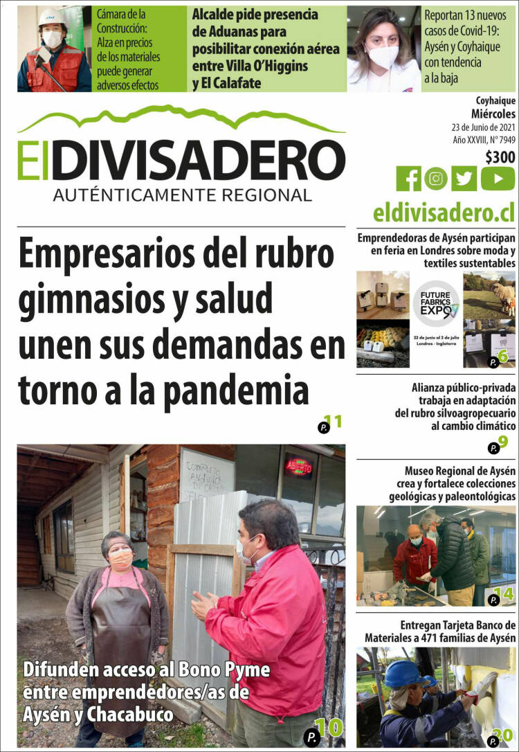 Portada de Diario El Divisadero (Chile)