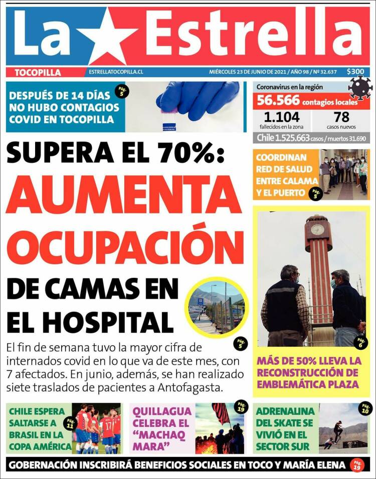Portada de La Estrella de Tocopilla (Chile)