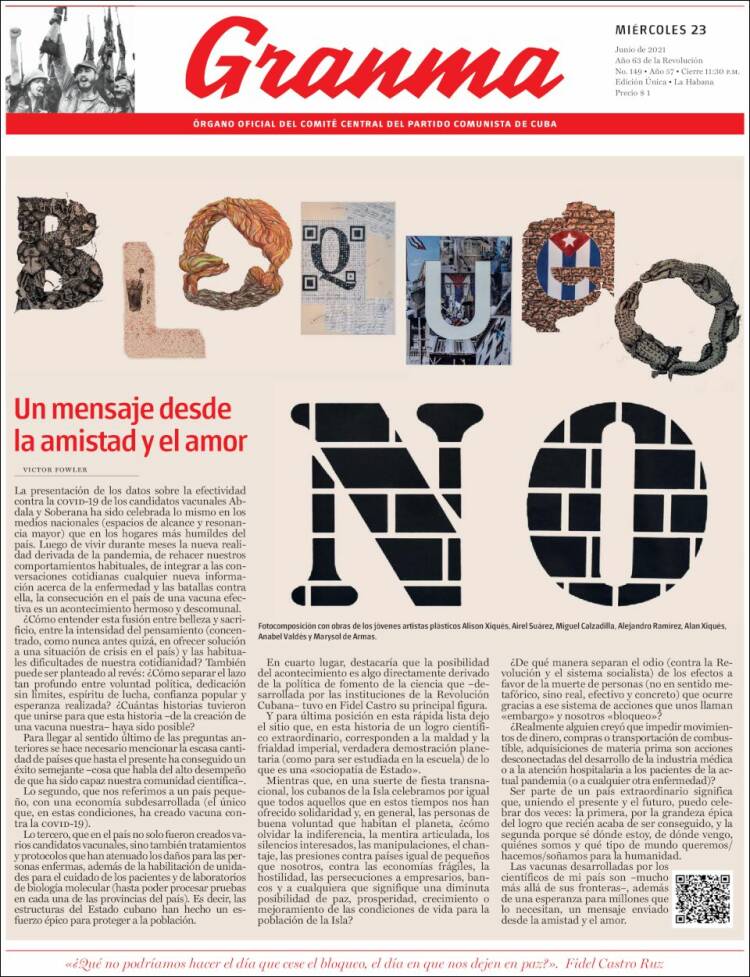 Portada de Granma (Cuba)