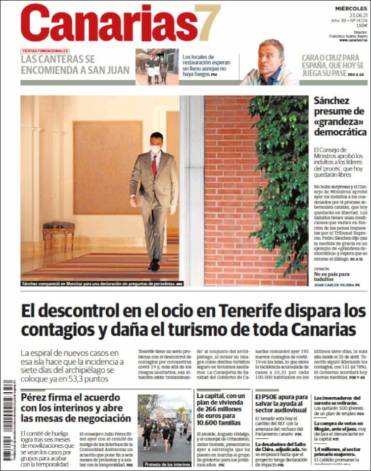 Portada de Canarias 7 (España)