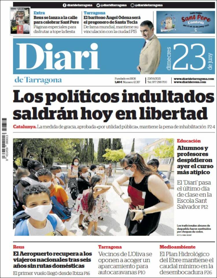 Portada de Diari de Tarragona (España)