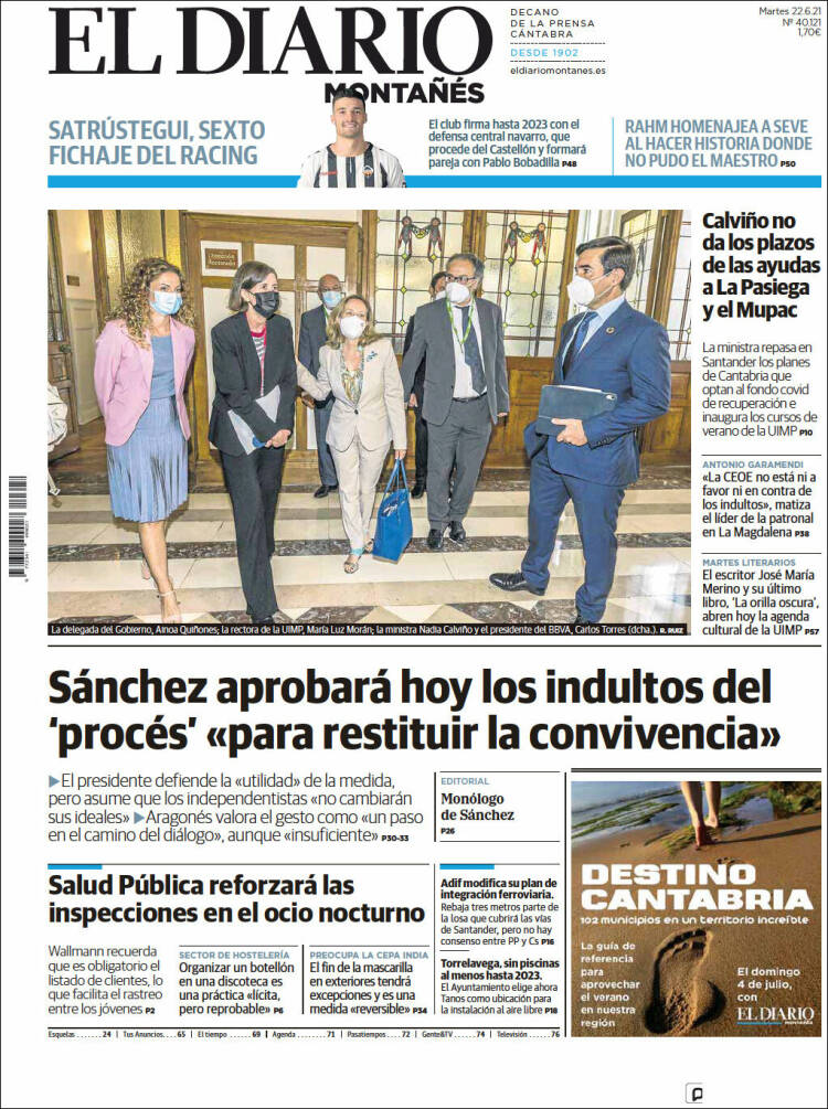 Portada de El Diario Montañés (España)