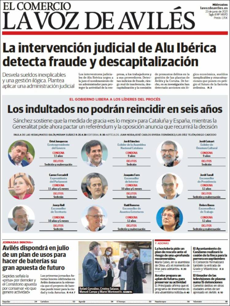 Portada de El Comercio - Avilés (Spain)