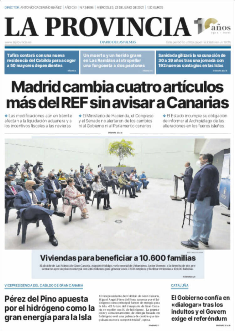 Portada de La Provincia (España)