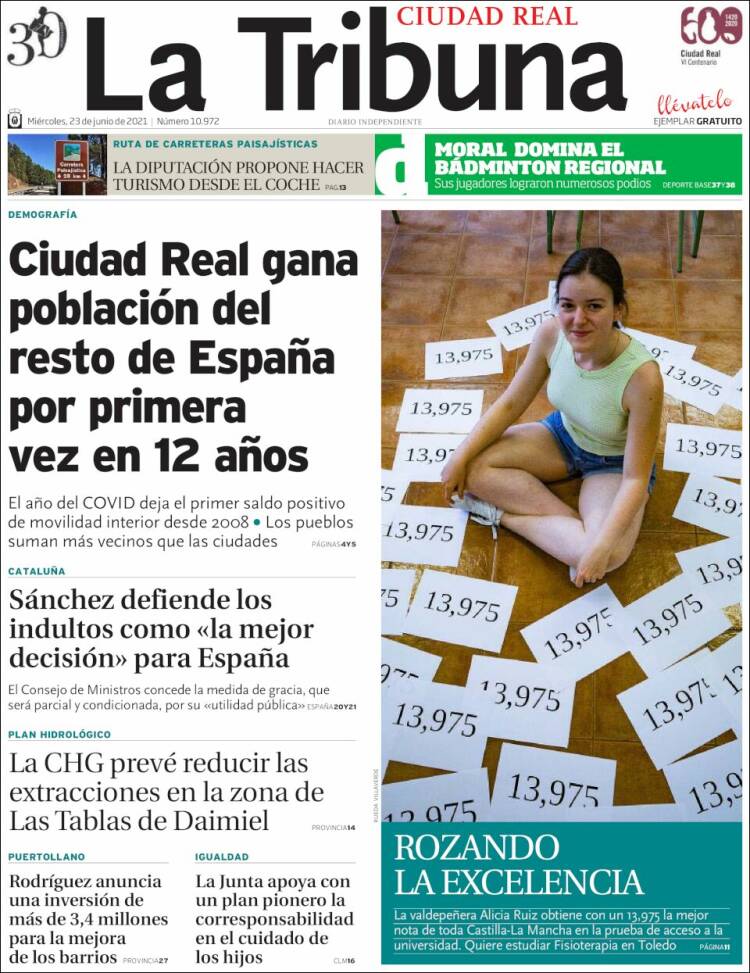 Portada de La Tribuna de Ciudad Real (Spain)